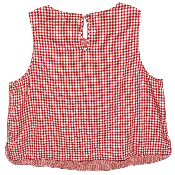 Croft & Barrow Red White Sleeveless Top Blouse XL Linen Shell Country Southern - Picture 3 of 8